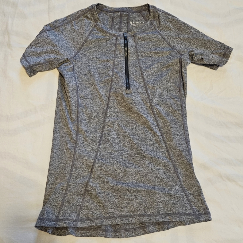 Athleta Gray Quarter Zip Pacifica UPF Top